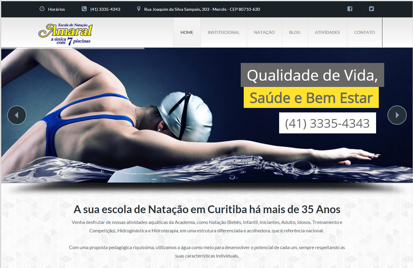 Site de Natação em Curitiba . Amaral Natação