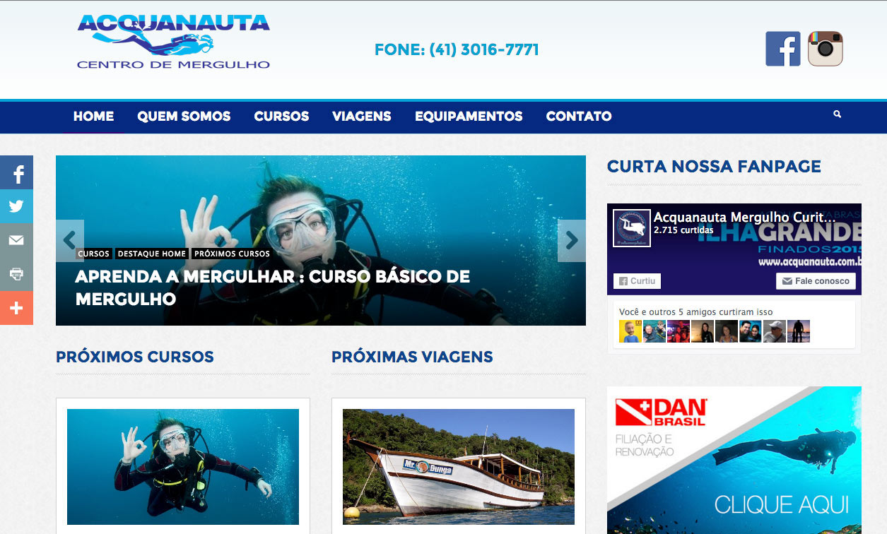 Web Site Aquanauta Mergulho